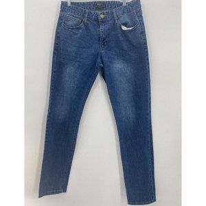 FOREVER 21  BLUE DARK WASH SLIM FIT DENIM MEN'S JEANS SIZE: 34